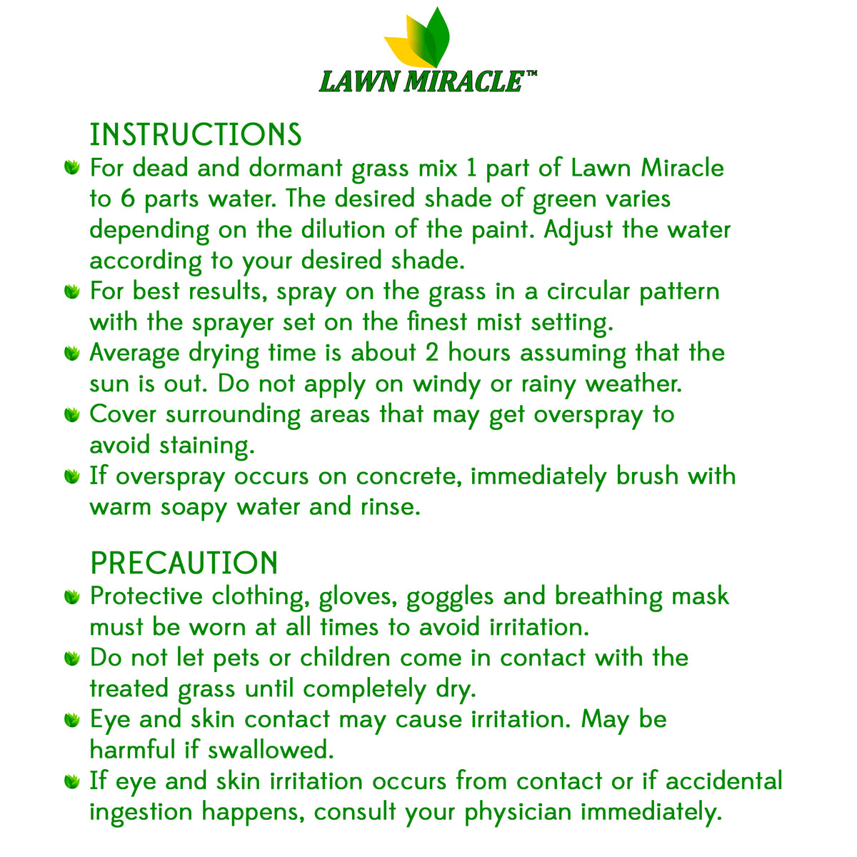 Lawn Miracle™ 1 Gallon Concentrated Grass Paint Visions Quality Coatings
